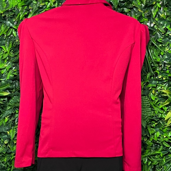 Ashley Stewart Blazer Size 22/24 Red Puff Shoulder Single Button Stretch 3627 - Picture 5 of 6